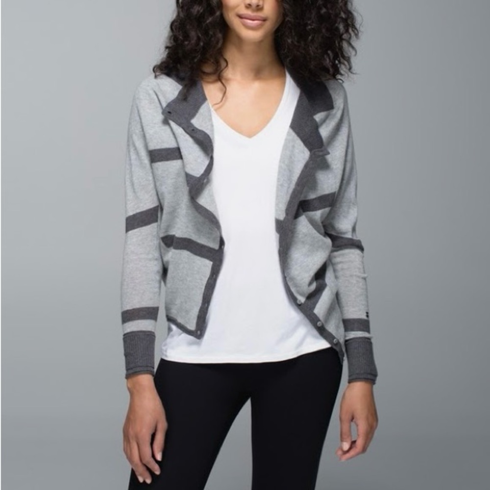 Lululemon After Class Cardigan Sweater ~ Heathered Gray HMHG/HDGY ~ Sz 4